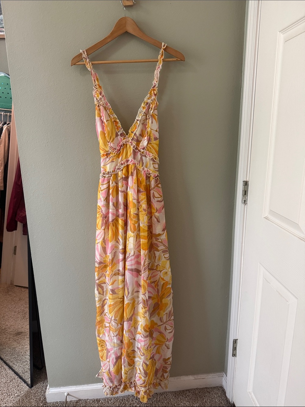 Floral Yellow & Pink Maxi Dress